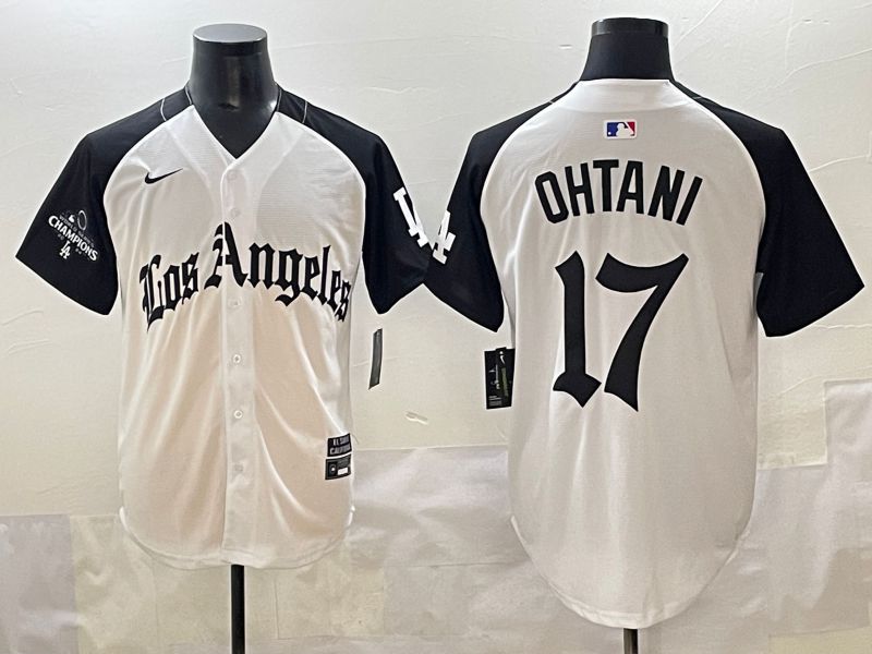 Men 2025 Los Angeles Dodgers #17 Ohtani White black Five generations Joint Name Nike MLB Jersey style 526